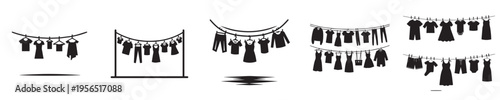 silhouette style clothesline vector