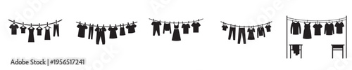 silhouette style clothesline vector