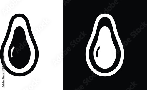 Delicious avocado food illustration with black and white backgrounds