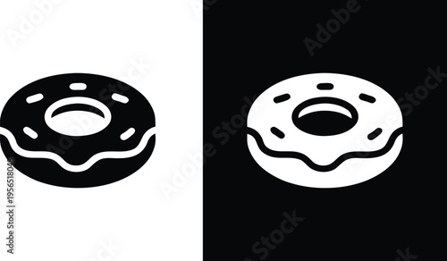 Delicious donuts food illustration in black and white colors