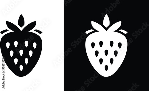 Delicious strawberry food icon in black and white colors