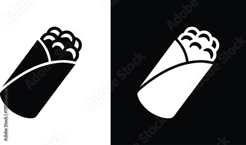 Delicious food illustration of tasty sushi rolls in black and white