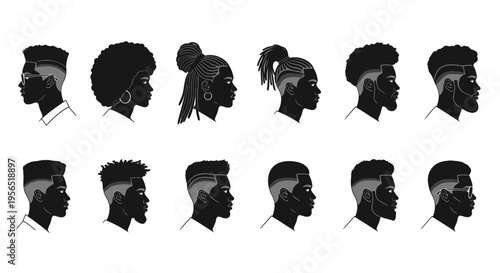 Diverse hairstyles of people with various cuts and styles