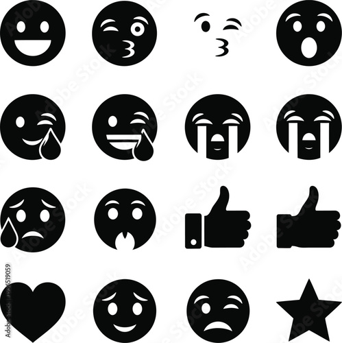 Collection of various emoticon faces and symbols