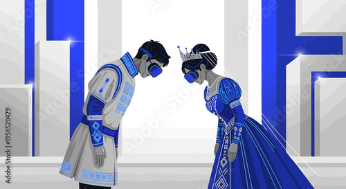 Virtual royalty digital engagement an artistic representation of virtual reality and tradition