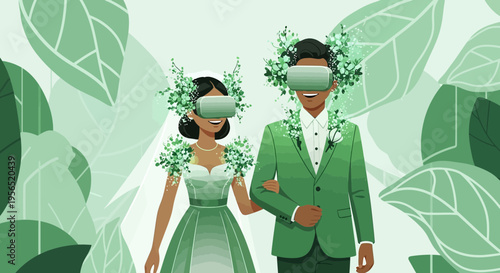 Virtual vows: A couple embraces a tech-forward wedding with virtual reality headsets and nature