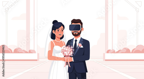 Virtual vows innovation: A modern couple celebrating their special day with augmented reality