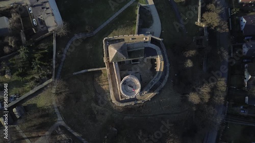 Castle aerial top view drone in Będzin