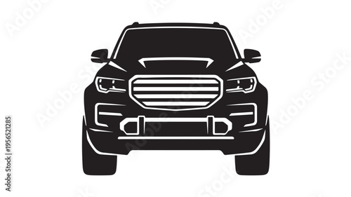 Modern SUV Front View Silhouette Illustration for Automotive Branding and Minimalist Graphic Design