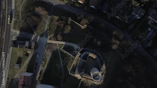 Castle aerial top view drone in Będzin