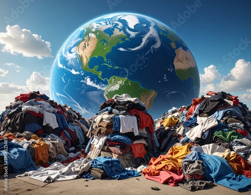 Concept de pollution de l'industrie textile, problème du recyclage des vêtements usagés