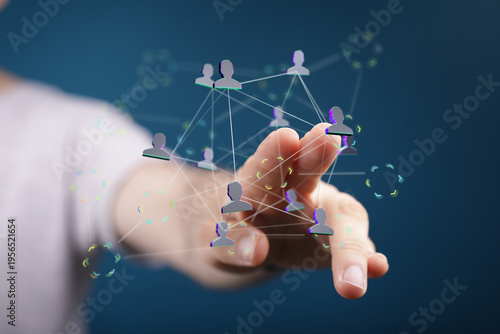 Hand touching digital netwo...