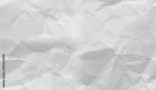White crumpled paper texture, vector realistic craft wrinkled paper cardboard background, old creased rough sheet, page
