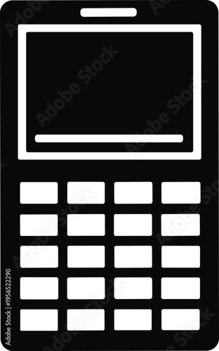 Calculator icon with screen and 5x4 button grid for math, education, and computation design content