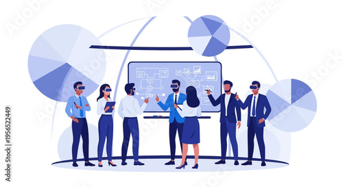 Virtual reality business meeting: Collaborative strategy and innovative technologies discussed by