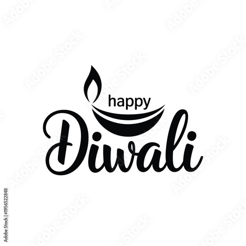 A decorative image wishing happy diwali with a lamp illustration