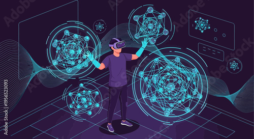 Virtual reality interface: A user immersed in a holographic design environment using virtual reality