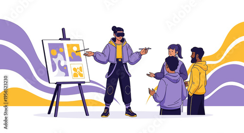 Virtual reality art class showcases a creative digital painting session for students