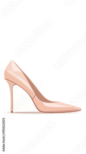 Elegant peach colored high heeled shoe isolated on white background