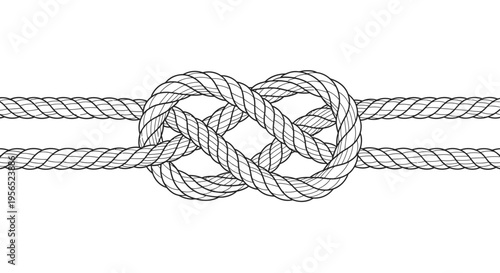 Close-up illustration of a securely tied figure-eight knot on a white background, representing strength and connection.