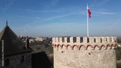 Drone flight aerial view over Castle in Będzin