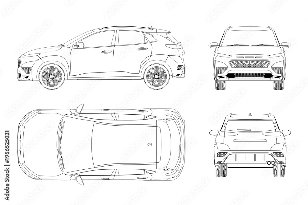 Obraz premium car outline drawing, sketch, contour image 