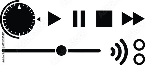 Media player controls icons set