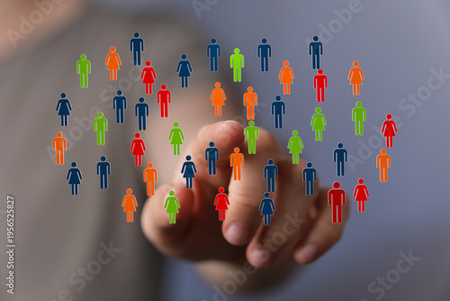 Hand pointing at colorful p...