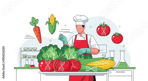 The chef prepares genetically modified vegetables for innovative culinary creations in the