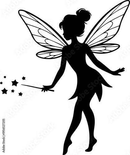 Fairy with Magic Wand Silhouette