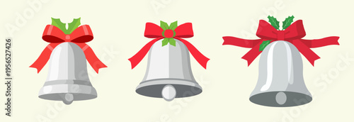 vector template of a  christmas bell featuring a simple and modern flat design, presented as a line clipart symbol collection