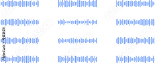 Set of sound waves, audio equalizer, music pulse, digital sound wave patterns