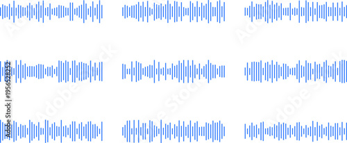 Set of blue sound wave audio equalizer