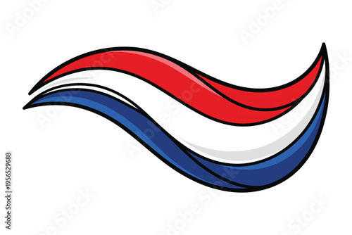 A stylized illustration of a swirl of red, white, and blue toothpaste isolated on white background Vector