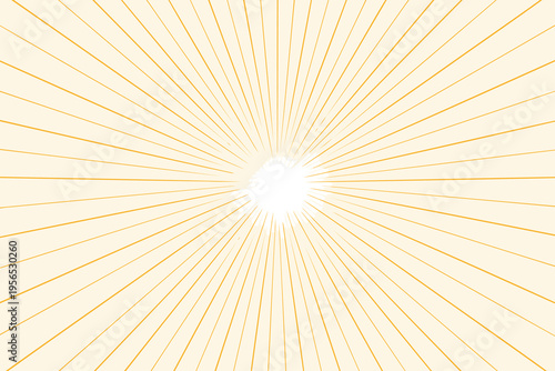 A bright yellow sunburst pattern design with radiating lines extending from a central white point Vector