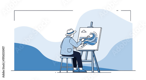 Serene seascape creation artistic passion capturing ocean waves illustration