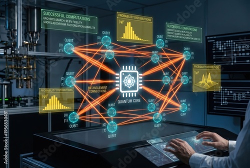Quantum computing interface with holographic qubits and entanglement