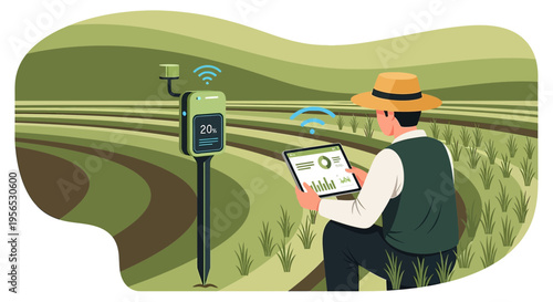 Smart agriculture revolution: A farmer monitoring field conditions via IoT technology