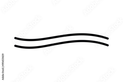 A minimalist graphic design featuring two parallel wavy lines isolated on a clean white background Vector