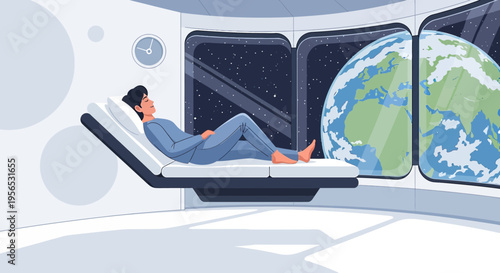 Solitude in Orbit: A Contemplative Moment Overlooking Planet Earth from a Space Station