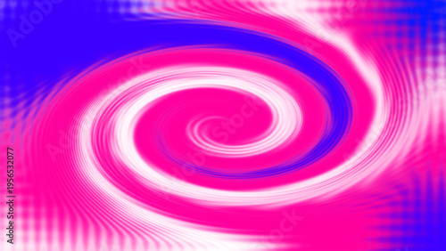 Abstract optical illusion background with pink white blue swirling spiral grid texture, dynamic motion, and vibrant geometric decorative layout