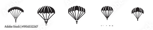 parachute vector with silhouette style