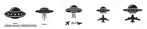 UFO aircraft vector with silhouette style