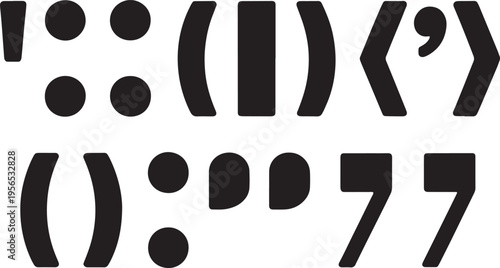 Set of Braille Alphabet Characters and Punctuation Marks Vector Illustration Design Element