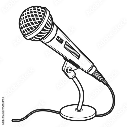 A microphone on a stand