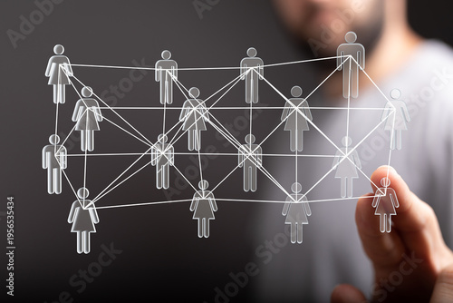 Man touching network connec...