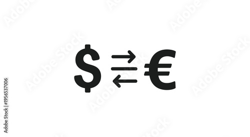 Currency exchange from us dollar to euro a financial silhouette