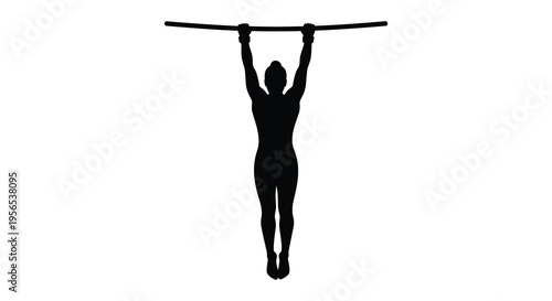 A woman performing a pull up exercise depicted in black silhouette