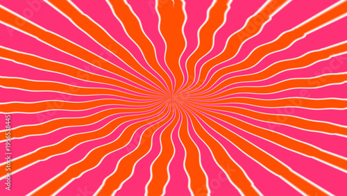 Abstract optical illusion background with pink orange white radial wavy lines, hypnotic vortex motion, and vibrant geometric decorative layout