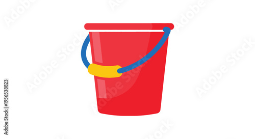Colorful plastic bucket illustration with a flat design silhouette